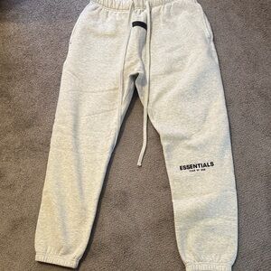 Essentials Light Gray Jogger Sweatpants with Black Logo